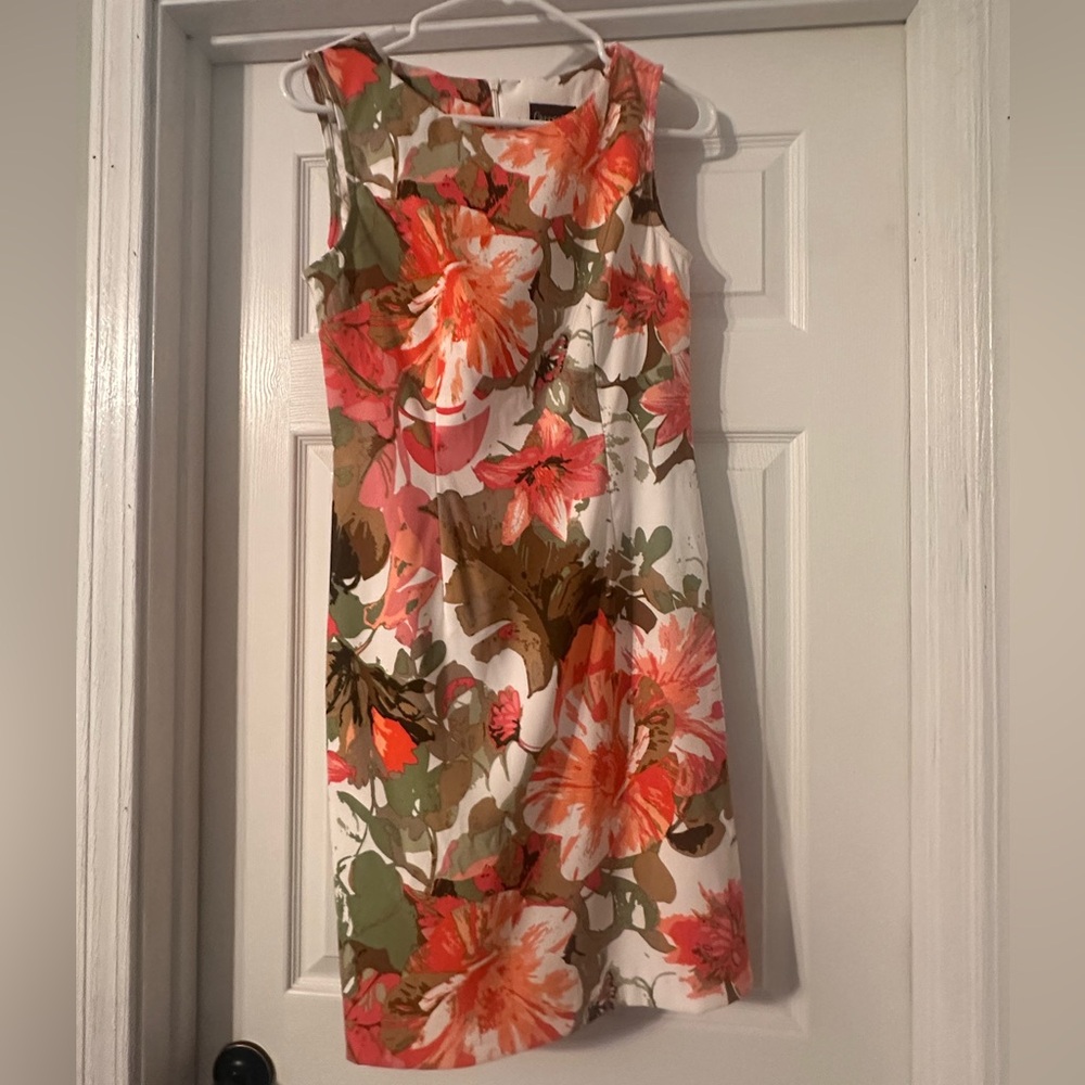 Connected Apparel Orange Pink Sheath Midi Dress